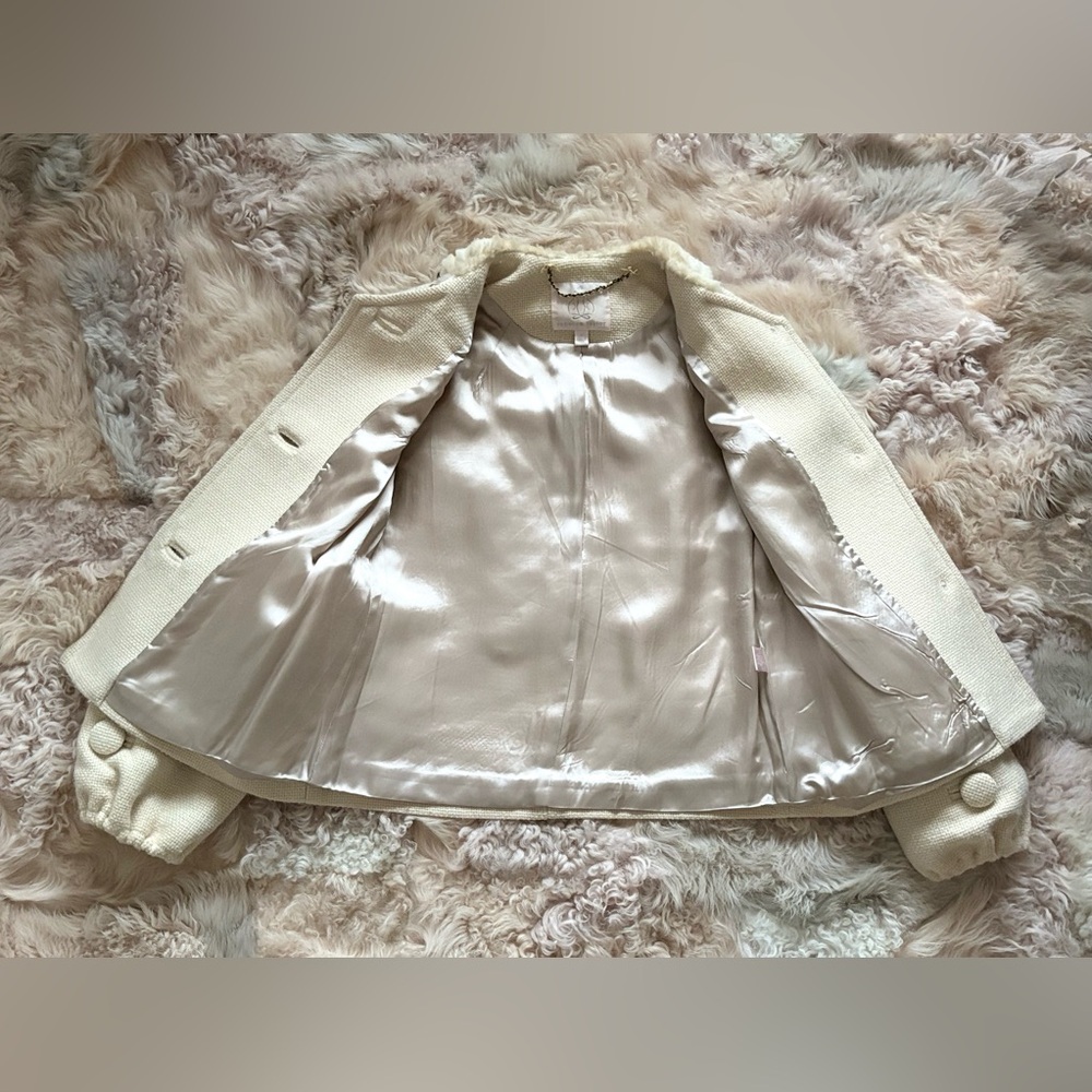 Rebecca Taylor Cream Blazer with Faux Fur Collar - Picture 3 of 5